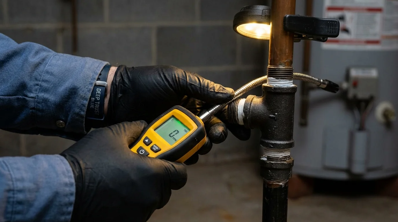 Gas leak detection with electronic sniffer by Johns Plumbing LLC in New Eagle